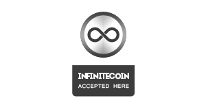 Infinitecoin Accepted Here White Grey Tall