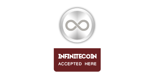 Infinitecoin Accepted Here White Red Tall